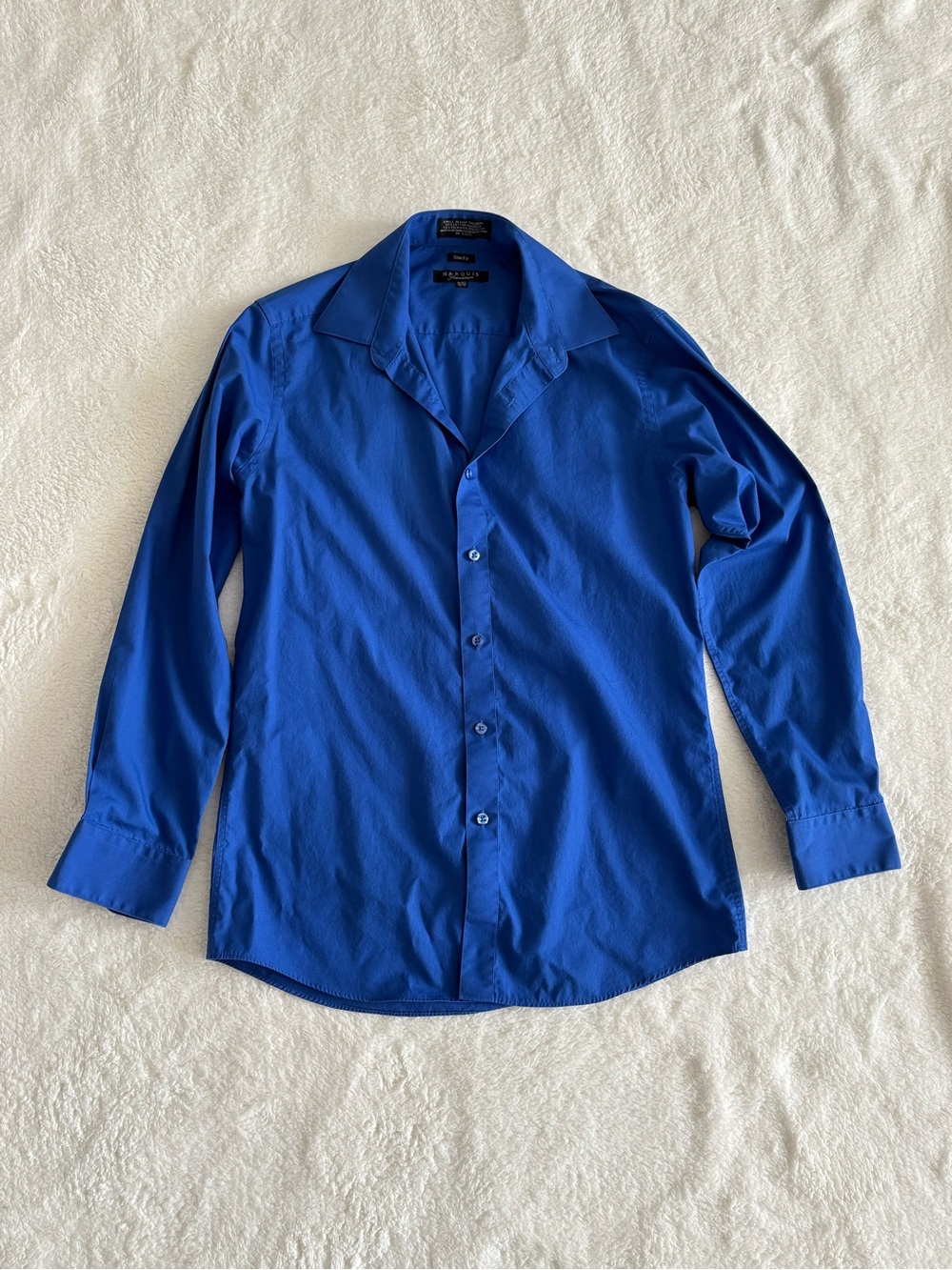 Men’s Royal Blue Slim Fit Dress Shirt Marquis Long Sleeve Sz 15/15.5 Button Down